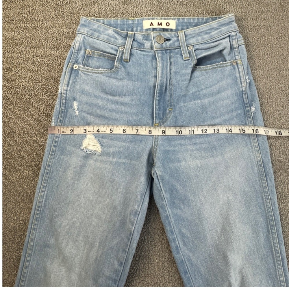 AMO Jeans Size 25 Desire Wash Chelsea Crop High Rise Distressed Straight Leg - Picture 7 of 9